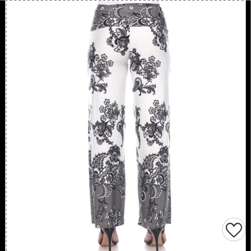 Floral Paisley Printed Palazzo Pants - White Mark e1. - Picture 8 of 11